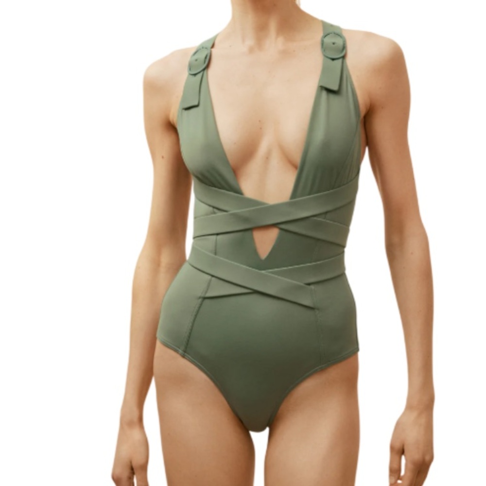 MEDINA NWT Seaquest Strappy Swimsuit IT 44 US Medium  Moss Green